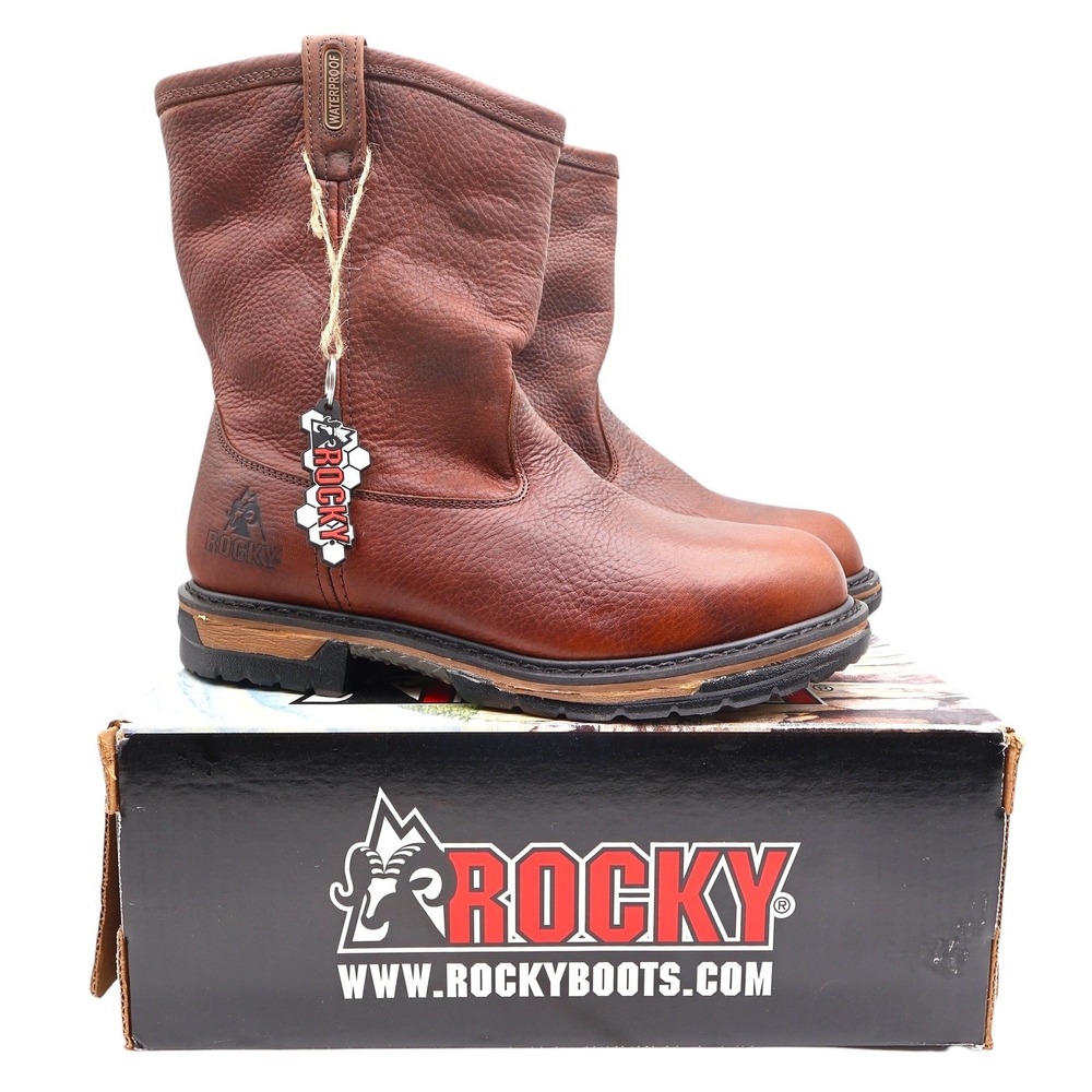 Rocky IronClad 5685 Pull-On Boots Mens 13M Brown Leather Waterproof New
